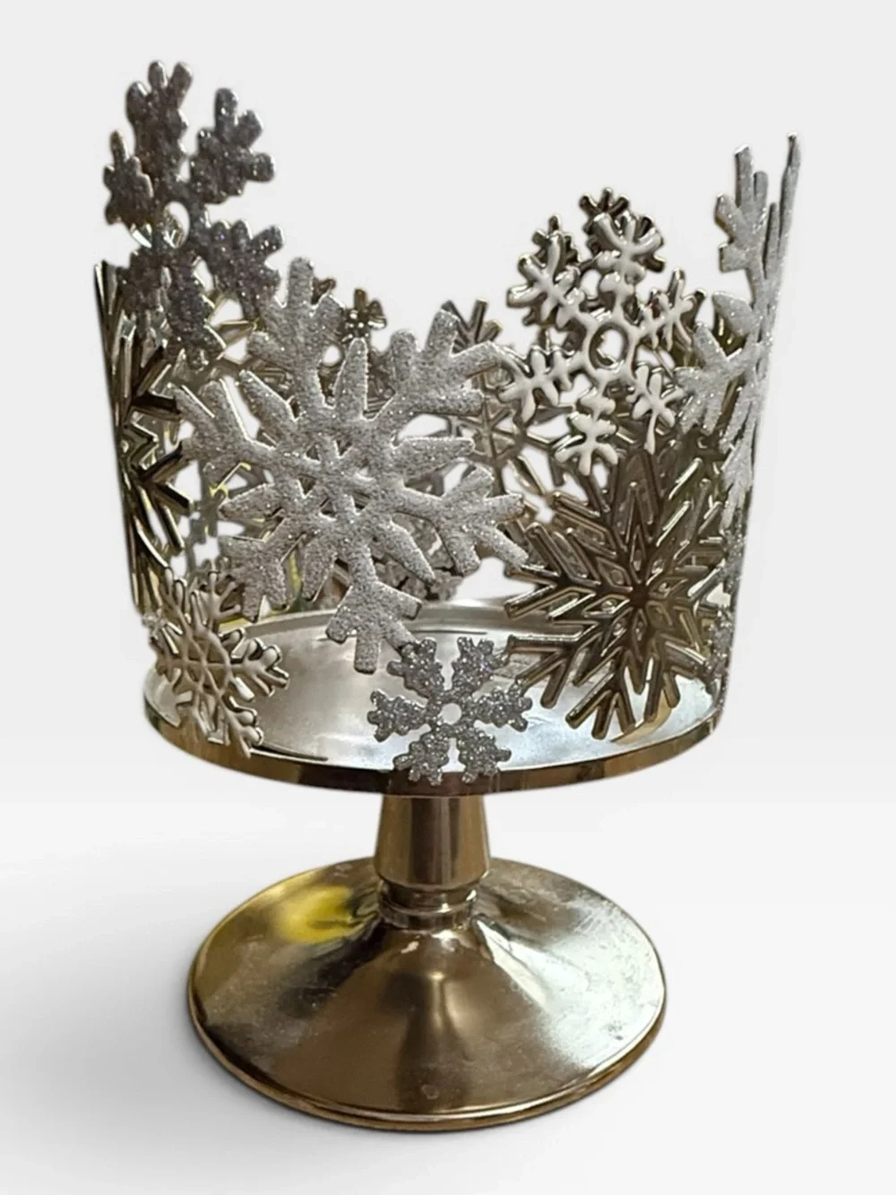 Bath & Body Works Silver Snowflake Pedestal Candle Holder